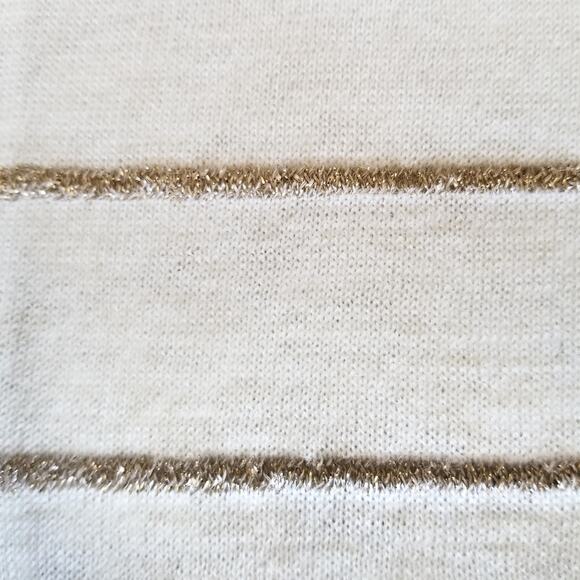 J. Jill NWT Women's Cream Metallic Gold Striped Lightweight Sweater Large Tall - Picture 4 of 8
